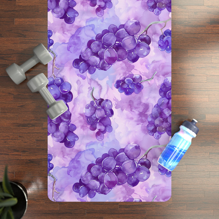 Watercolor Grape Yoga Mat – Purple Anti-Slip Mat with Strap for Women