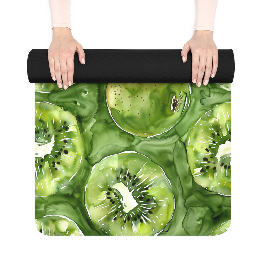 Watercolor Kiwi Yoga Mat – Soft, Anti-Slip & Lightweight with Strap