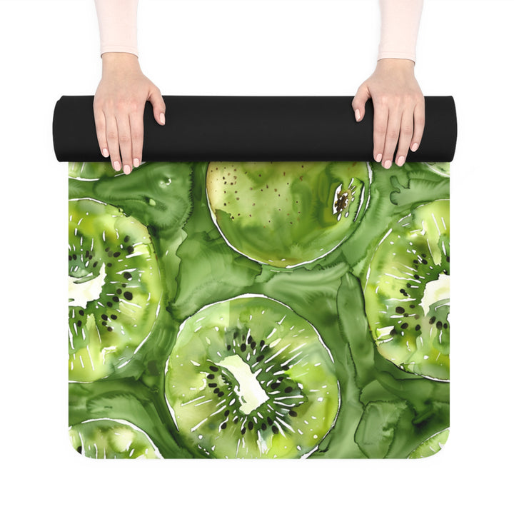 Watercolor Kiwi Yoga Mat – Soft, Anti-Slip & Lightweight with Strap