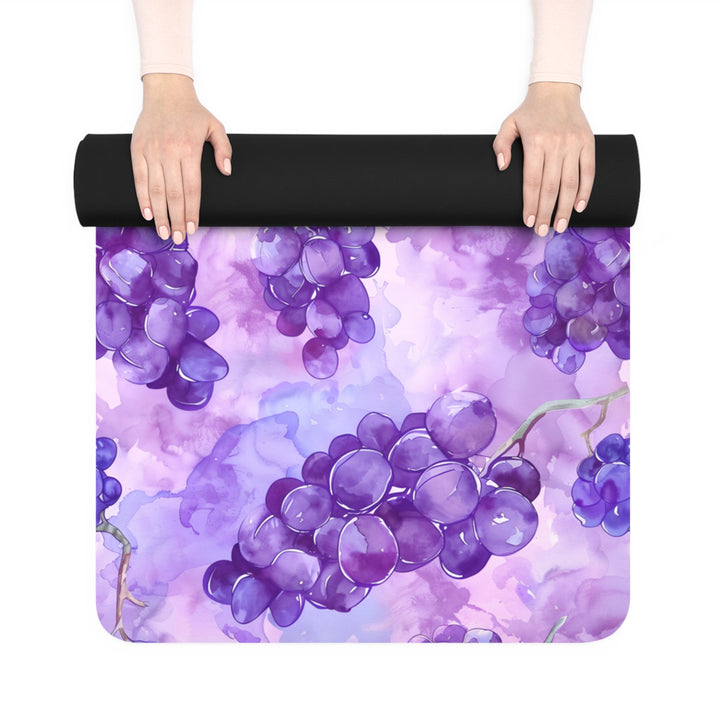 Watercolor Grape Yoga Mat – Purple Anti-Slip Mat with Strap for Women